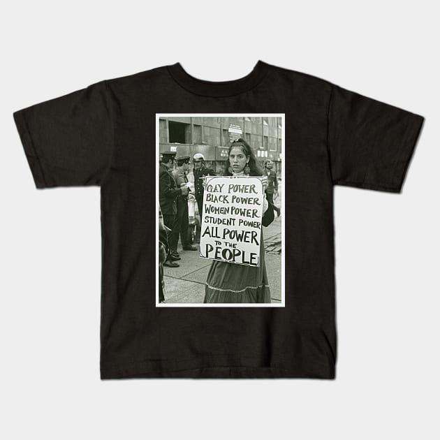All Power to the People // Vintage Protest Sign Kids T-Shirt by darklordpug